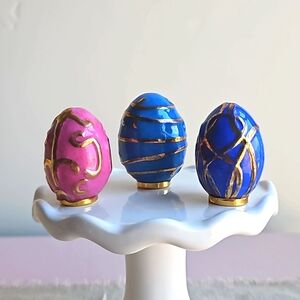 Set if 3 Hand-painted Ceramic Eggs